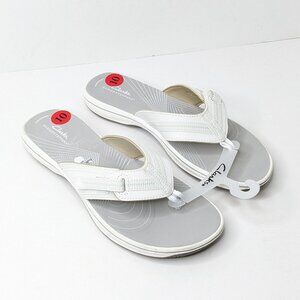 Clarks Brinkley Jazz Thong Sandals, White, Women's 10